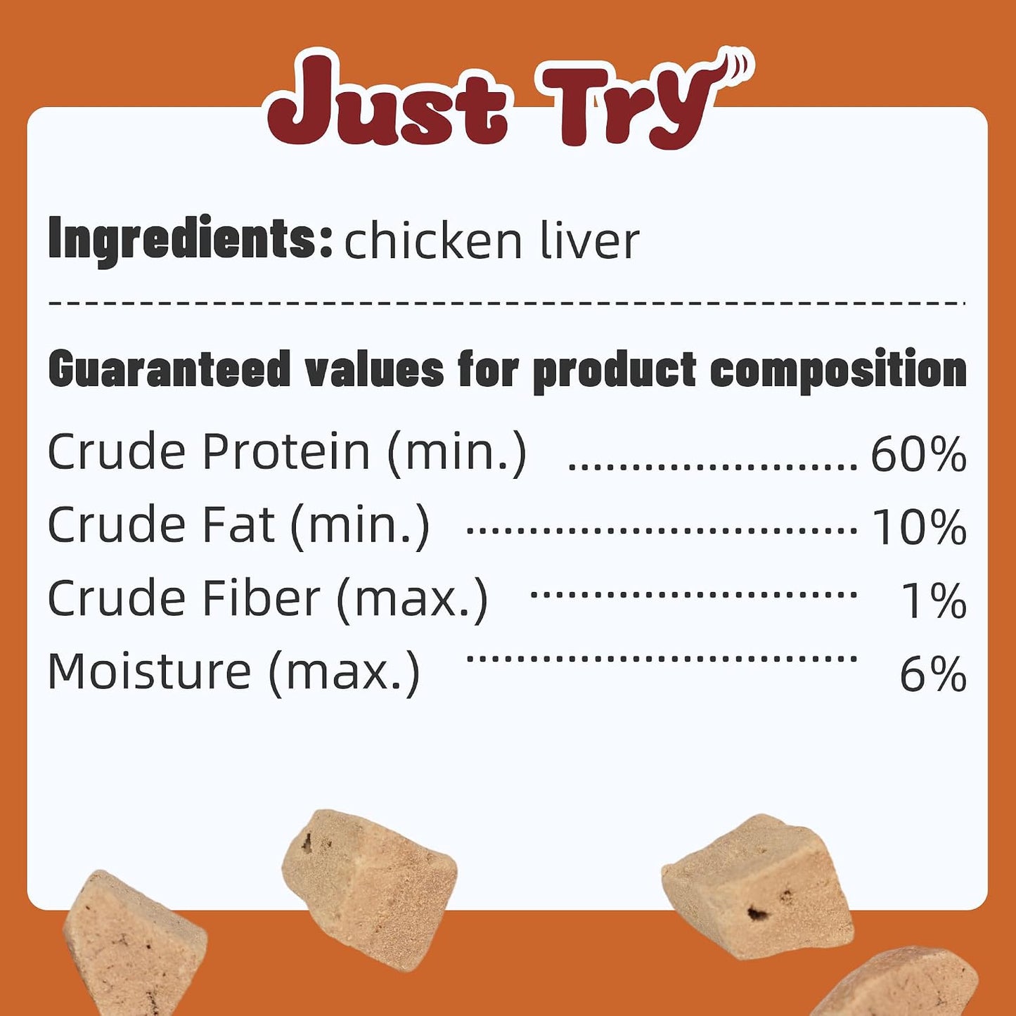 JUSTTRY Freeze-Dried Chicken Liver, Single-Ingredient Pet Treats for Dogs & Cats, 8.71ozCat Dog Freeze-dried