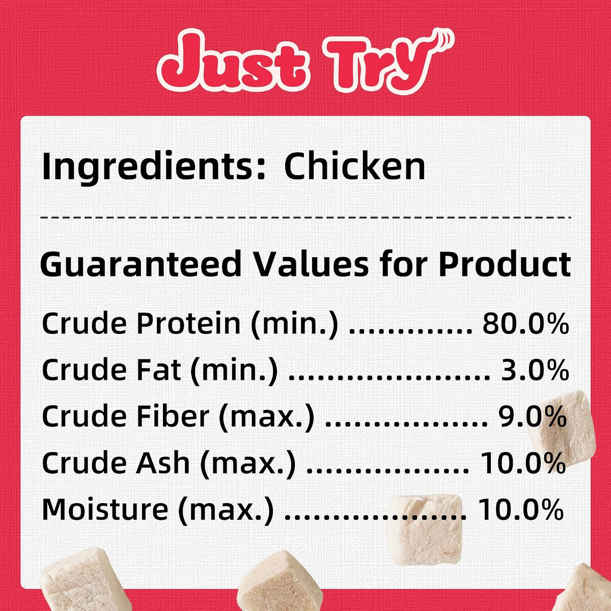 JUSTTRY Freeze-Dried Chicken Treats – High-Protein, Grain-Free Dog & Cat Treats for Training & Raw Food, 7.05ozCat Dog Freeze-dried