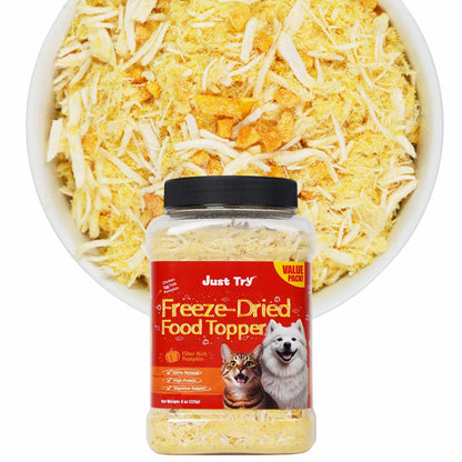 JUSTTRY Freeze-Dried Pumpkin Food Topper | Natural Fiber for Pet Digestive Wellness, High Protein Low Fat for Dogs & Cats, 8oz