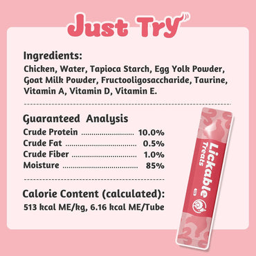 JUSTTRY Kitten Lickable Puree Treats –20 Tubes Creamy Lickable Purée with DHA, EPA, Vitamin E & Taurine for Immune Support ,0.5oz EachCat lickable