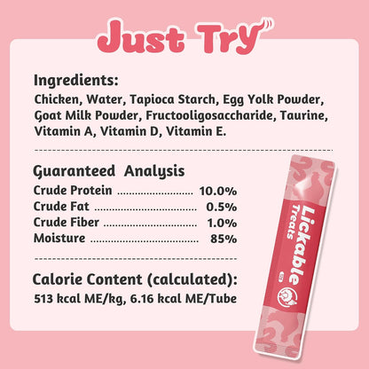 JUSTTRY Kitten Lickable Puree Treats –20 Tubes Creamy Lickable Purée with DHA, EPA, Vitamin E & Taurine for Immune Support ,0.5oz EachCat lickable