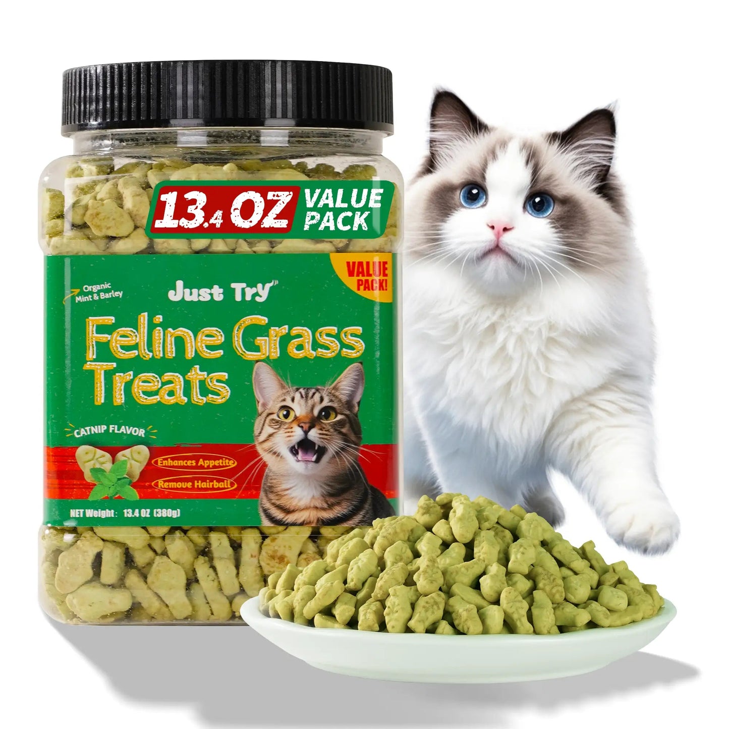 JUSTTRY Cat Grass Treats for Hairball Control & Digestive HealthCat Treats