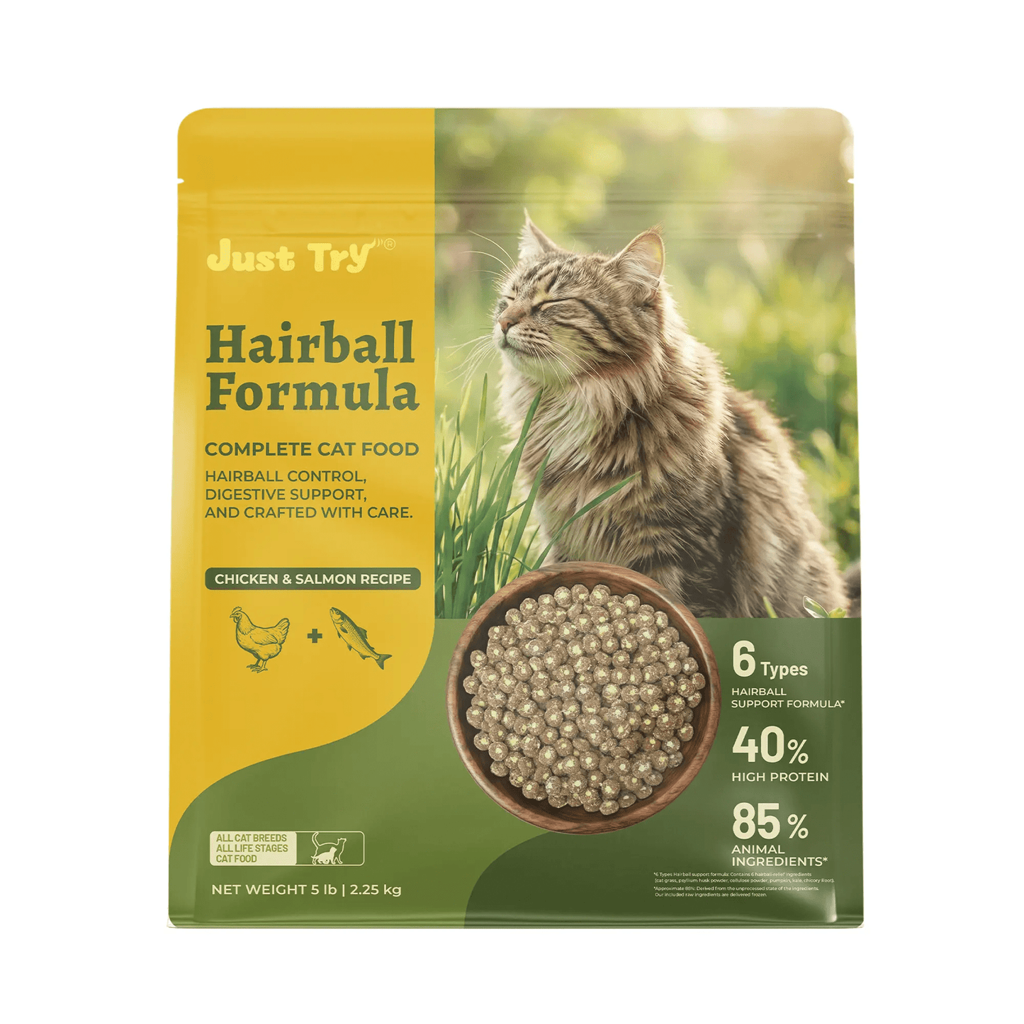 JUSTTRY Natural Cat Grass Treats Hairball Relief & Dental Care 14ozCat Treats