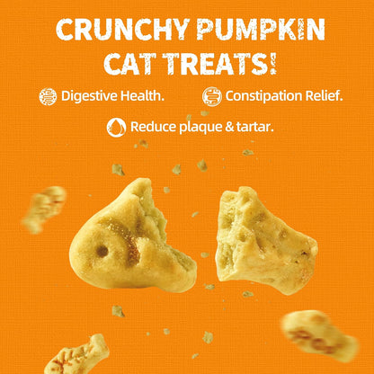 JUSTTRY Pumpkin Cat Treats –Rich in Fibre and Low-Calorie Digestive Snacks for constipation relief, 13.4ozCat Treats