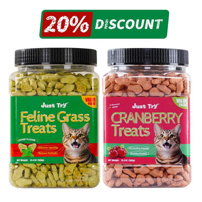 Natural Cat Grass Treats for Hairball Relief & Dental Care – Tasty Catnip Snacks by JUSTTRY, 13.4ozCat Treats